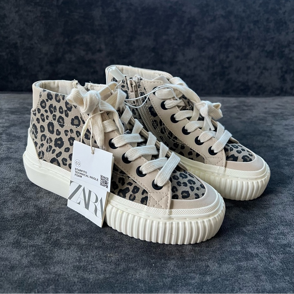 NWT Zara Animal Print High Top Shoes Size 13.5